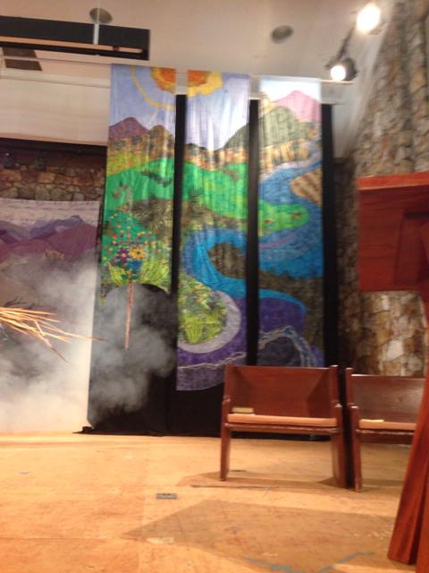 Tapestry in Anderson Auditorim, with fog maching going